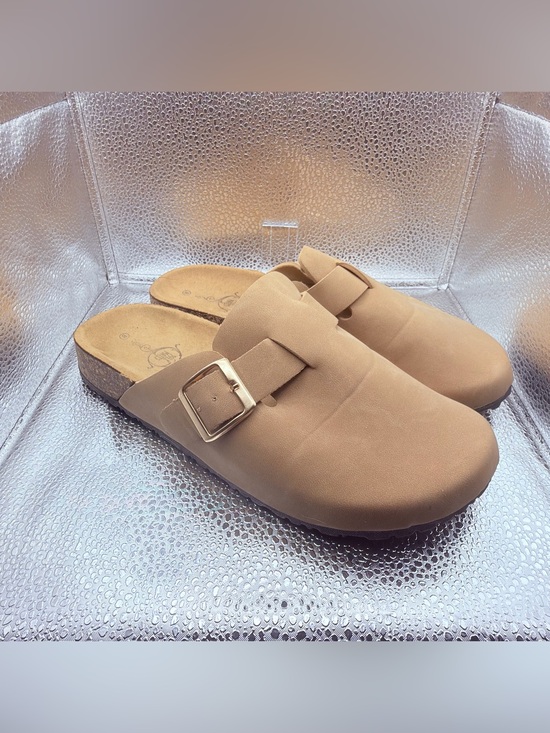 Sole Mates Shoes - Women’s Buckle Clog Mule in Tan with Cushioned Footbed sole Mates 8